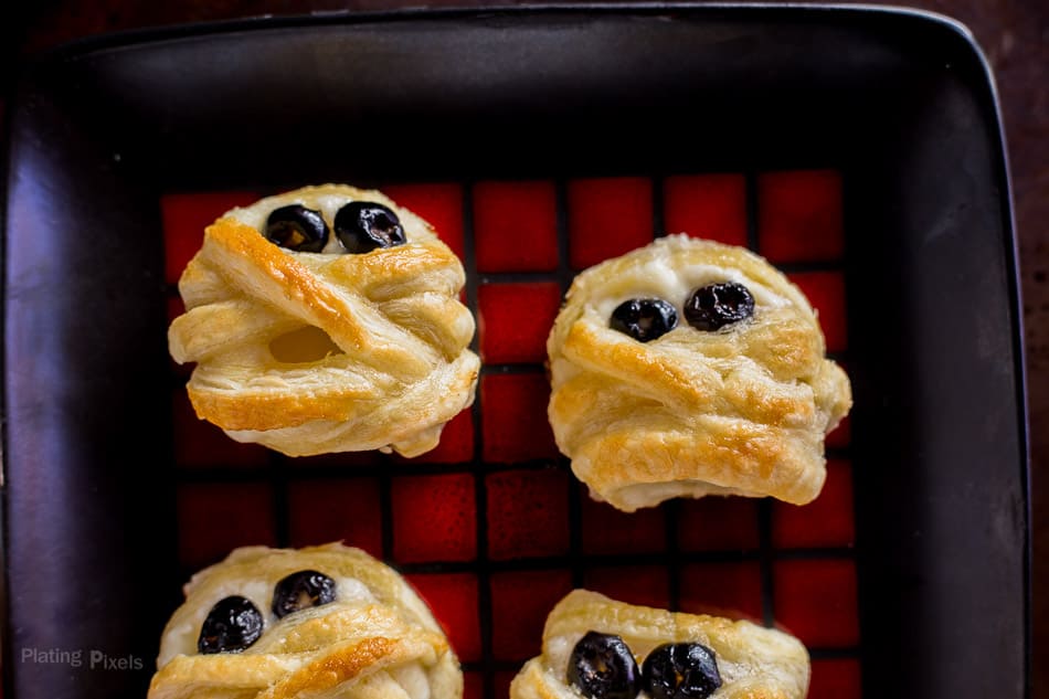 Halloween Puff Pastry Mummy Cheese Wheels - Plating Pixels